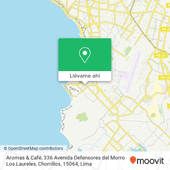 Mapa de Aromas & Café, 336 Avenida Defensores del Morro Los Laureles, Chorrillos, 15064