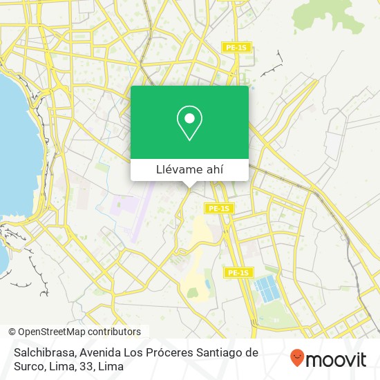 Mapa de Salchibrasa, Avenida Los Próceres Santiago de Surco, Lima, 33