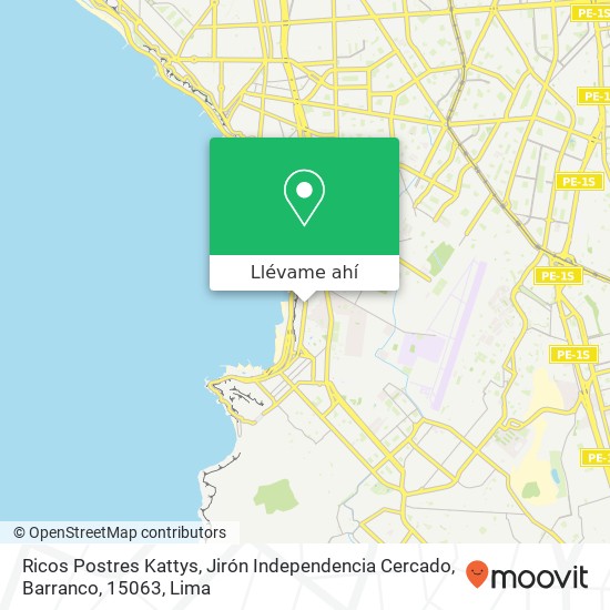 Mapa de Ricos Postres Kattys, Jirón Independencia Cercado, Barranco, 15063
