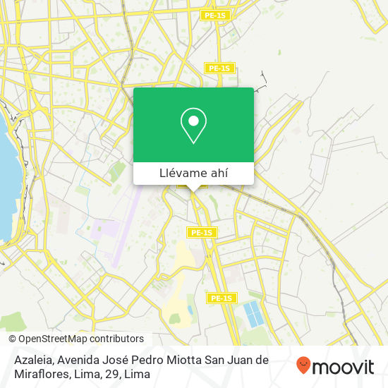 Mapa de Azaleia, Avenida José Pedro Miotta San Juan de Miraflores, Lima, 29