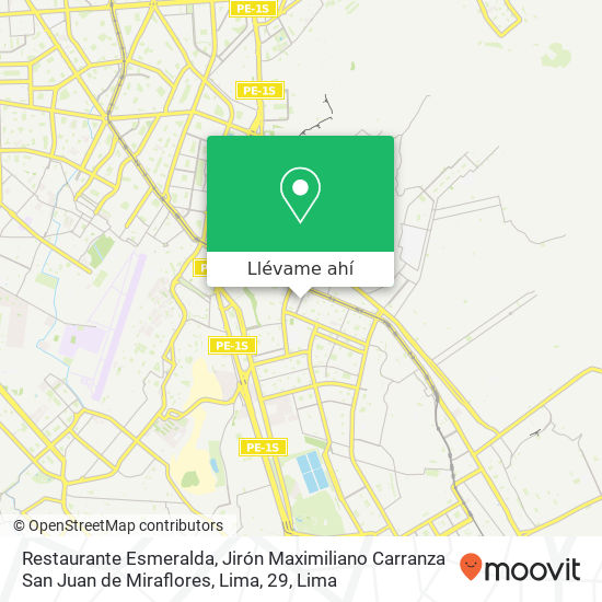 Mapa de Restaurante Esmeralda, Jirón Maximiliano Carranza San Juan de Miraflores, Lima, 29