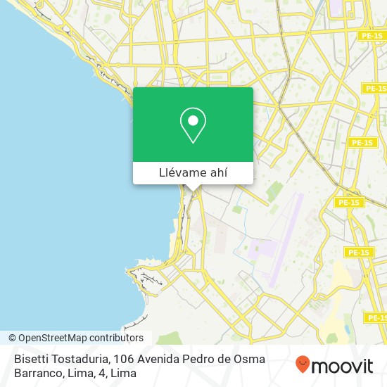 Mapa de Bisetti Tostaduria, 106 Avenida Pedro de Osma Barranco, Lima, 4