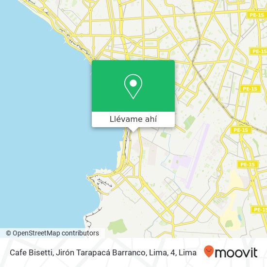 Mapa de Cafe Bisetti, Jirón Tarapacá Barranco, Lima, 4