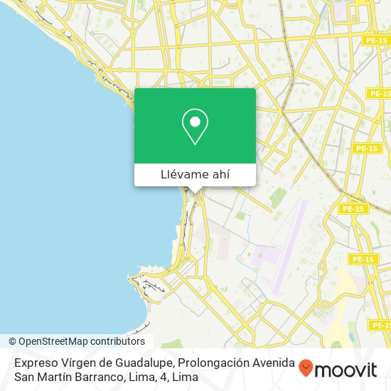 Mapa de Expreso Vírgen de Guadalupe, Prolongación Avenida San Martín Barranco, Lima, 4