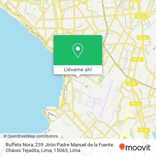 Mapa de Buffets Nora, 239 Jirón Padre Manuel de la Fuente Chávez Tejadita, Lima, 15063
