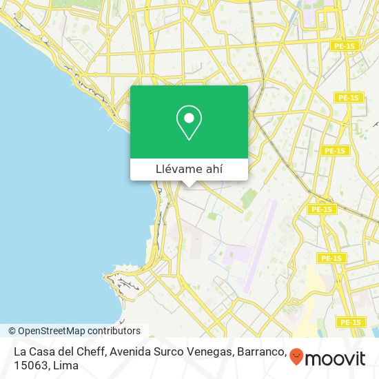Mapa de La Casa del Cheff, Avenida Surco Venegas, Barranco, 15063