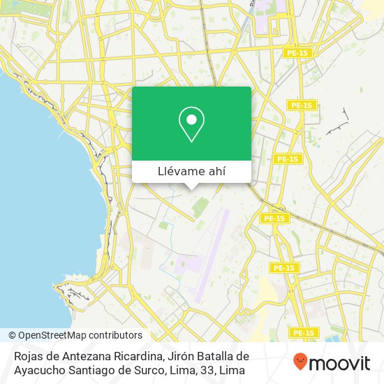 Mapa de Rojas de Antezana Ricardina, Jirón Batalla de Ayacucho Santiago de Surco, Lima, 33