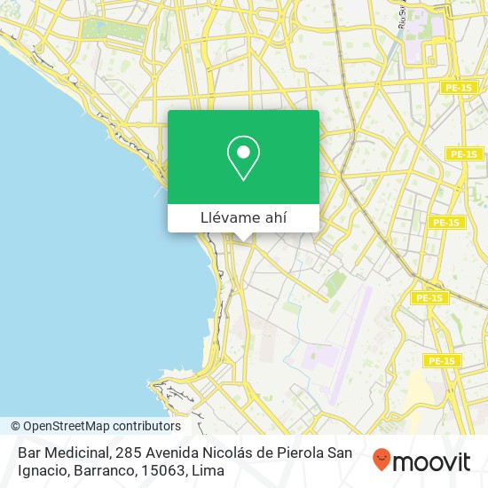Mapa de Bar Medicinal, 285 Avenida Nicolás de Pierola San Ignacio, Barranco, 15063
