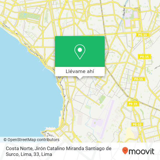 Mapa de Costa Norte, Jirón Catalino Miranda Santiago de Surco, Lima, 33
