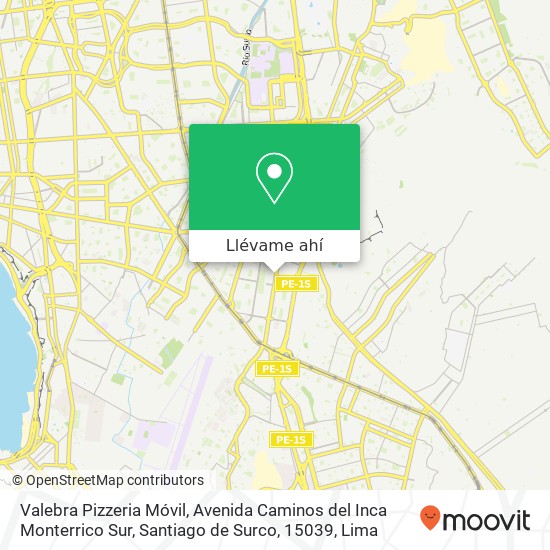 Mapa de Valebra Pizzeria Móvil, Avenida Caminos del Inca Monterrico Sur, Santiago de Surco, 15039