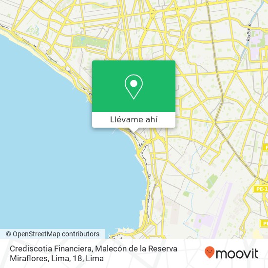 Mapa de Crediscotia Financiera, Malecón de la Reserva Miraflores, Lima, 18