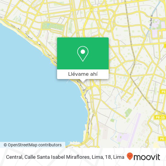 Mapa de Central, Calle Santa Isabel Miraflores, Lima, 18