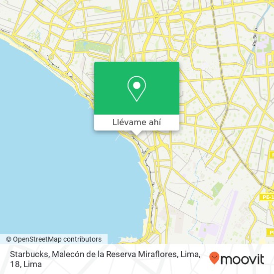 Mapa de Starbucks, Malecón de la Reserva Miraflores, Lima, 18