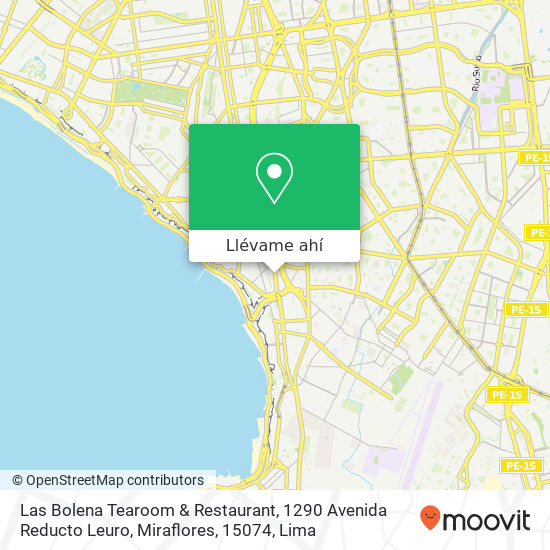 Mapa de Las Bolena Tearoom & Restaurant, 1290 Avenida Reducto Leuro, Miraflores, 15074