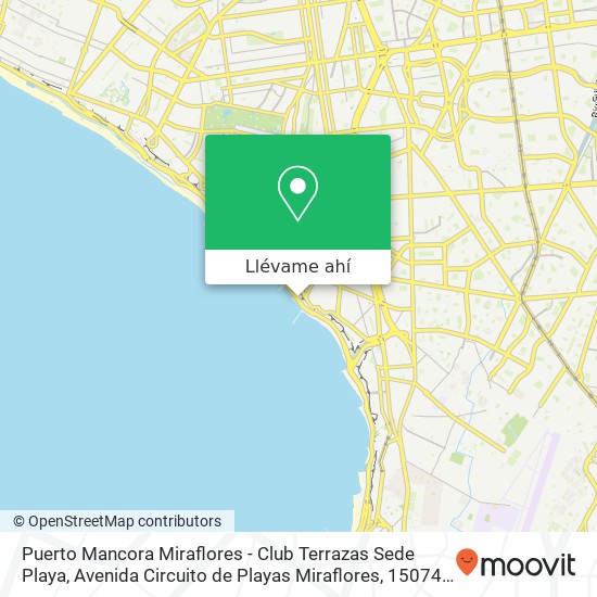 Mapa de Puerto Mancora Miraflores - Club Terrazas Sede Playa, Avenida Circuito de Playas Miraflores, 15074
