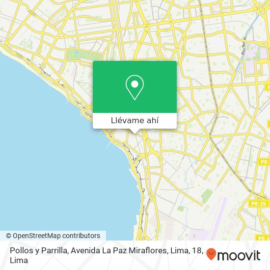 Mapa de Pollos y Parrilla, Avenida La Paz Miraflores, Lima, 18