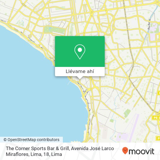 Mapa de The Corner Sports Bar & Grill, Avenida José Larco Miraflores, Lima, 18