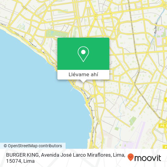 Mapa de BURGER KING, Avenida José Larco Miraflores, Lima, 15074
