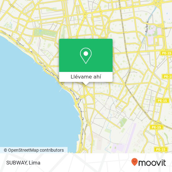 Mapa de SUBWAY, 1005 Avenida 28 de Julio Miraflores, Lima, 15047