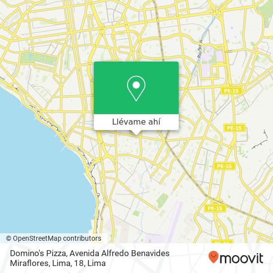 Mapa de Domino's Pizza, Avenida Alfredo Benavides Miraflores, Lima, 18