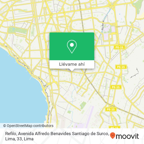 Mapa de Refilo, Avenida Alfredo Benavides Santiago de Surco, Lima, 33