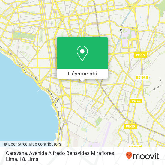 Mapa de Caravana, Avenida Alfredo Benavides Miraflores, Lima, 18