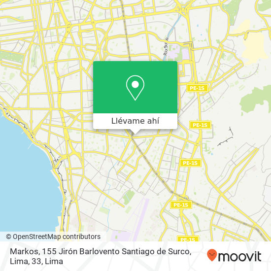 Mapa de Markos, 155 Jirón Barlovento Santiago de Surco, Lima, 33