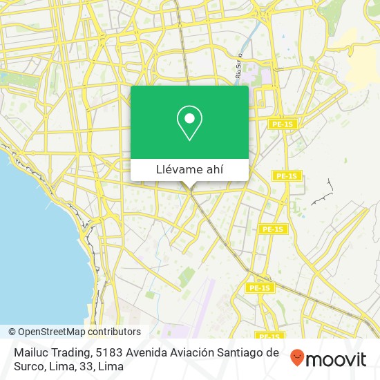 Mapa de Mailuc Trading, 5183 Avenida Aviación Santiago de Surco, Lima, 33