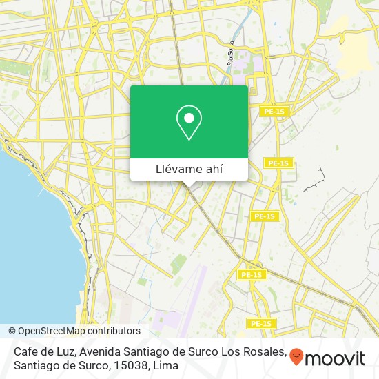Mapa de Cafe de Luz, Avenida Santiago de Surco Los Rosales, Santiago de Surco, 15038
