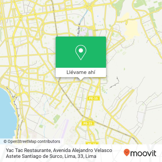 Mapa de Yac Tac Restaurante, Avenida Alejandro Velasco Astete Santiago de Surco, Lima, 33