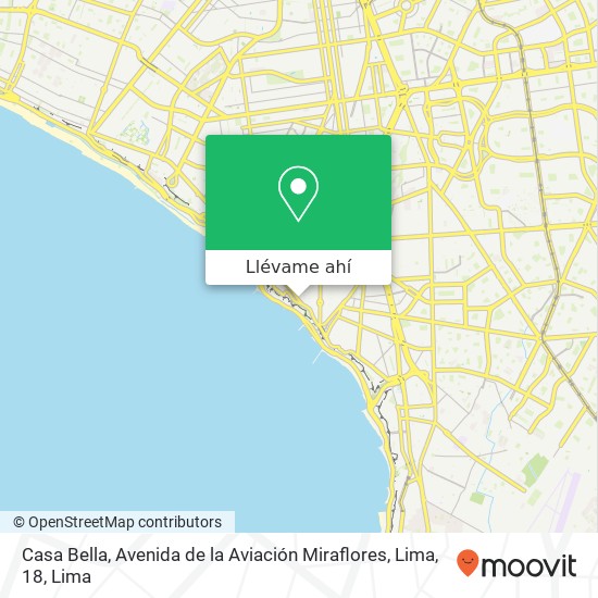 Mapa de Casa Bella, Avenida de la Aviación Miraflores, Lima, 18