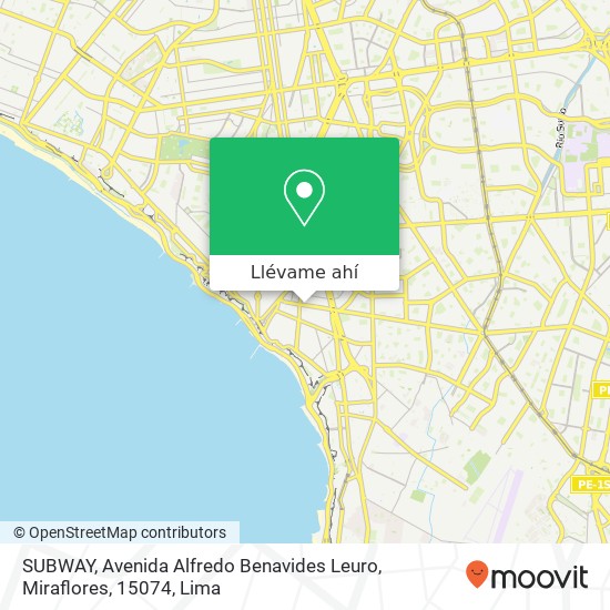 Mapa de SUBWAY, Avenida Alfredo Benavides Leuro, Miraflores, 15074