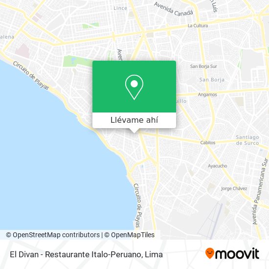 Mapa de El Divan - Restaurante Italo-Peruano