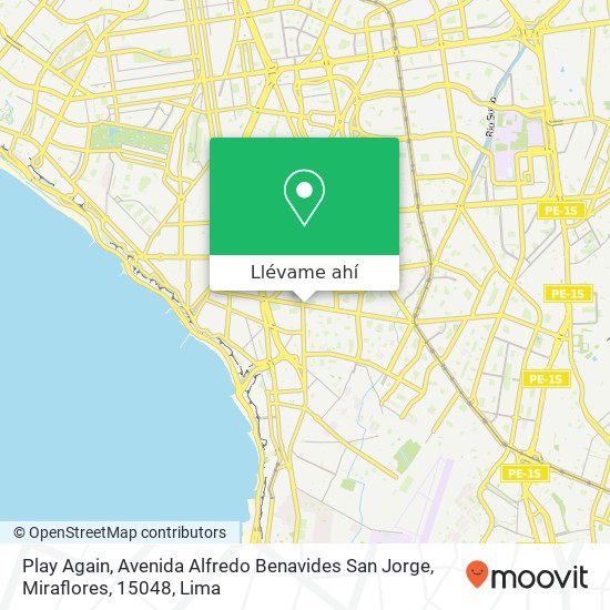 Mapa de Play Again, Avenida Alfredo Benavides San Jorge, Miraflores, 15048