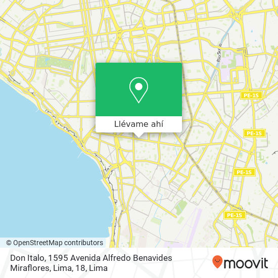 Mapa de Don Italo, 1595 Avenida Alfredo Benavides Miraflores, Lima, 18