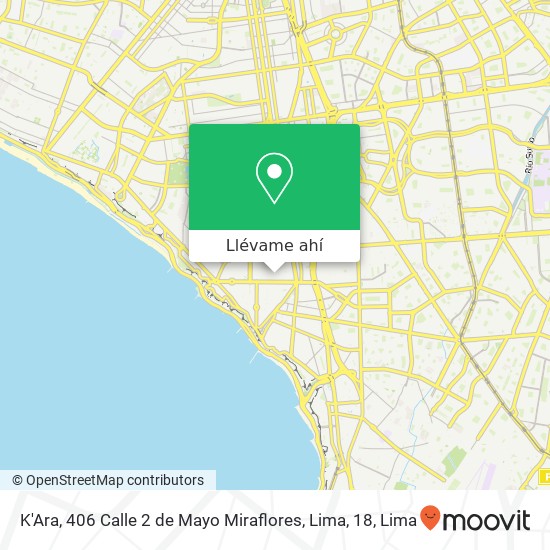 Mapa de K'Ara, 406 Calle 2 de Mayo Miraflores, Lima, 18