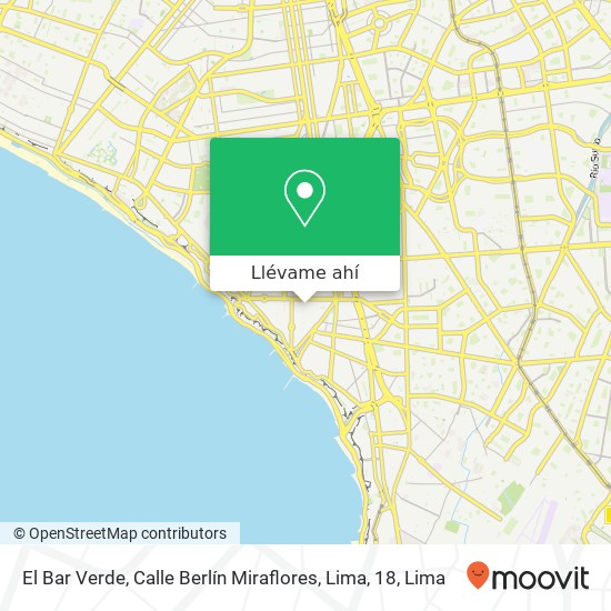 Mapa de El Bar Verde, Calle Berlín Miraflores, Lima, 18