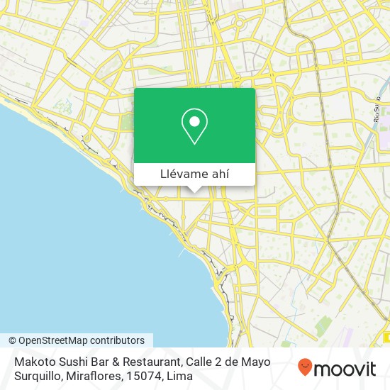 Mapa de Makoto Sushi Bar & Restaurant, Calle 2 de Mayo Surquillo, Miraflores, 15074