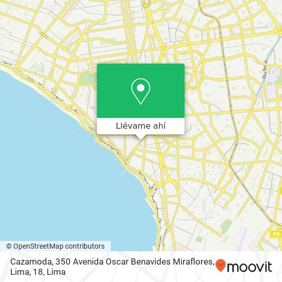 Mapa de Cazamoda, 350 Avenida Oscar Benavides Miraflores, Lima, 18