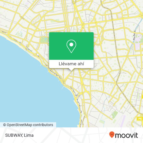 Mapa de SUBWAY, Avenida Oscar Benavides Miraflores, Lima, 18