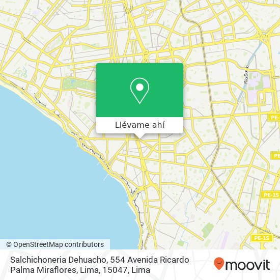 Mapa de Salchichoneria Dehuacho, 554 Avenida Ricardo Palma Miraflores, Lima, 15047