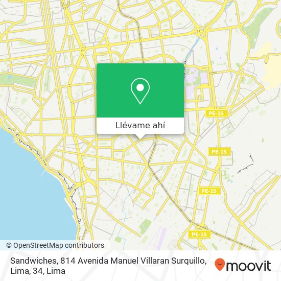 Mapa de Sandwiches, 814 Avenida Manuel Villaran Surquillo, Lima, 34