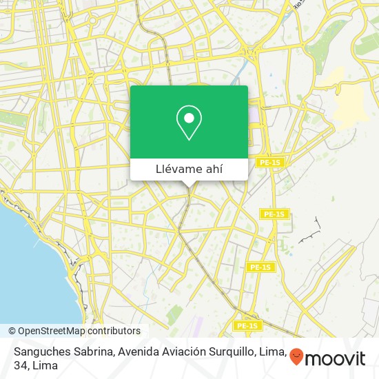 Mapa de Sanguches Sabrina, Avenida Aviación Surquillo, Lima, 34
