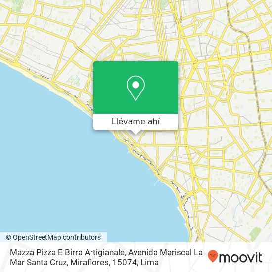Mapa de Mazza Pizza E Birra Artigianale, Avenida Mariscal La Mar Santa Cruz, Miraflores, 15074