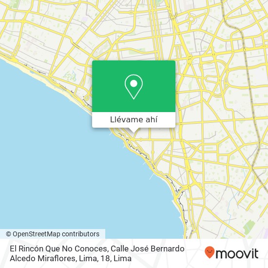 Mapa de El Rincón Que No Conoces, Calle José Bernardo Alcedo Miraflores, Lima, 18