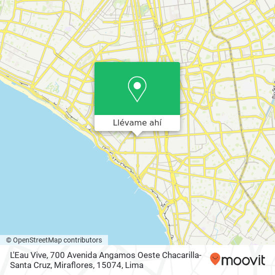 Mapa de L'Eau Vive, 700 Avenida Angamos Oeste Chacarilla-Santa Cruz, Miraflores, 15074