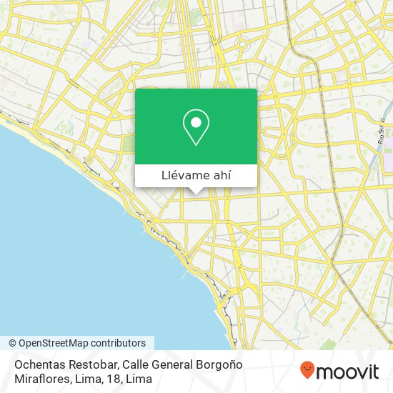 Mapa de Ochentas Restobar, Calle General Borgoño Miraflores, Lima, 18