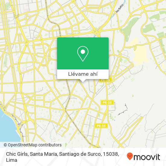 Mapa de Chic Girls, Santa María, Santiago de Surco, 15038