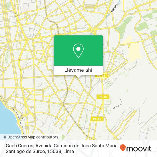 Mapa de Gach Cueros, Avenida Caminos del Inca Santa María, Santiago de Surco, 15038