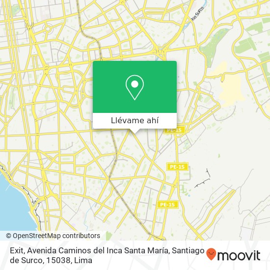 Mapa de Exit, Avenida Caminos del Inca Santa María, Santiago de Surco, 15038